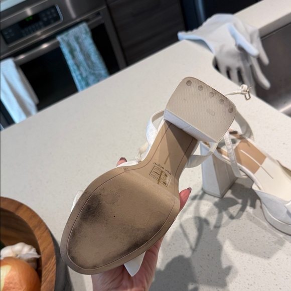 Dolce Vita Cream Heels with Bow and Pearl Accent - Picture 3 of 6